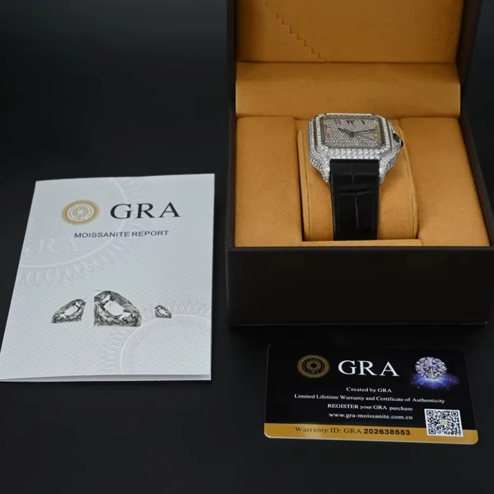 Iced Out Mossinite Automatic Square Luxury Mechanical Bust Down Watch - Picture 5 of 15